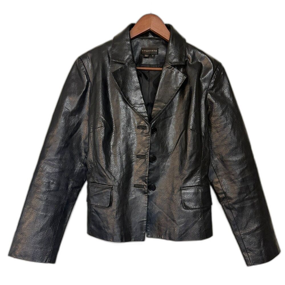 Bagatelle Vtg Genuine Leather Jacket Blazer in Black - Size 12